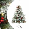 vidaXL Kunstigt juletr&aelig; Gr&oslash;n og hvid 150 cm PVC og metal og plast