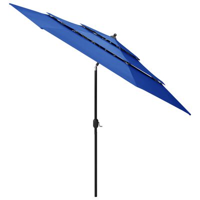 vidaXL parasol med aluminiumsstang i 3 niveauer 3 m azurblå