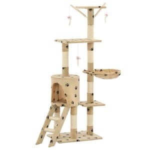 vidaXL kradsetr&aelig; til katte med sisal-kradsestolper 138 cm beige poteprint