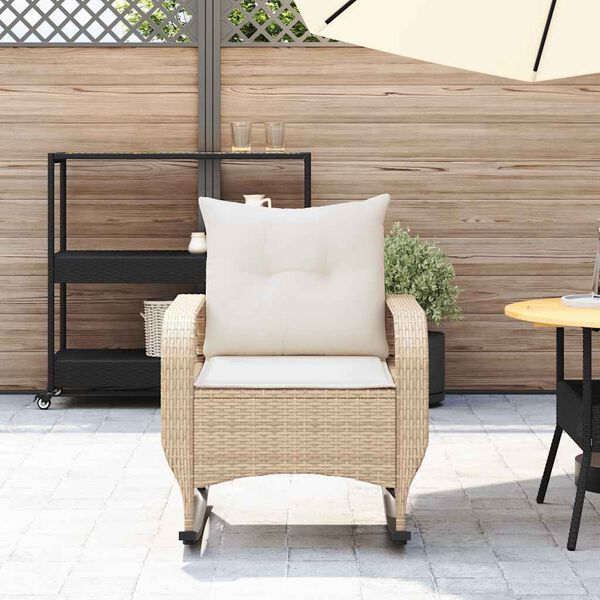vidaXL udendørs gyngestol med hynder polyrattan beige