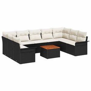 vidaXL Havesofa S&aelig;t 10 stk. 9-Antal s&aelig;der Sort og Cream polyrattan