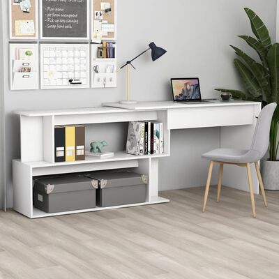 vidaXL skrivebord til hjørne 200x50x76 cm konstrueret træ hvid