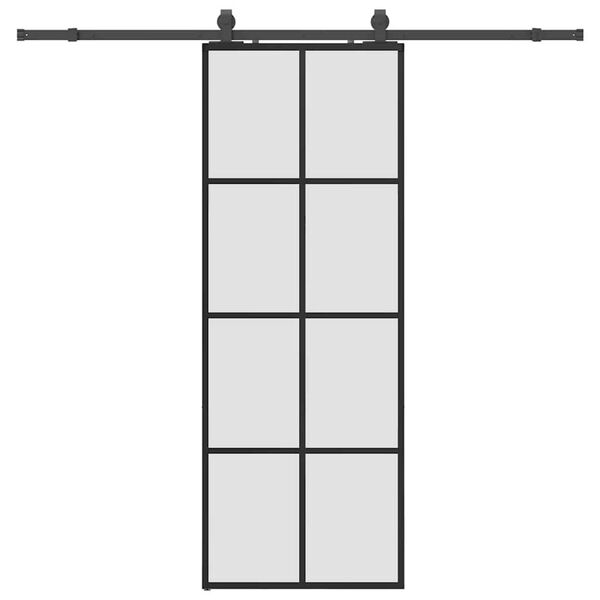vidaXL skyded&oslash;r med hardwares&aelig;t 76x205 cm ESG glas sort