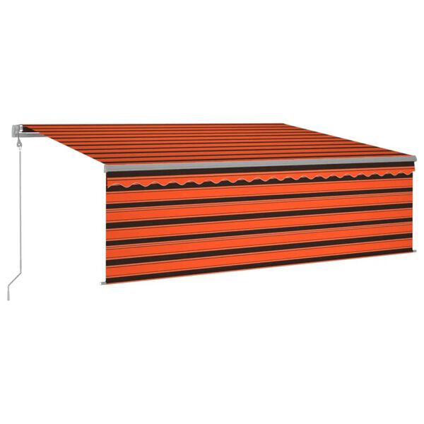vidaXL markise m. gardin+LED+vindsensor 4x3 m automatisk orange/brun