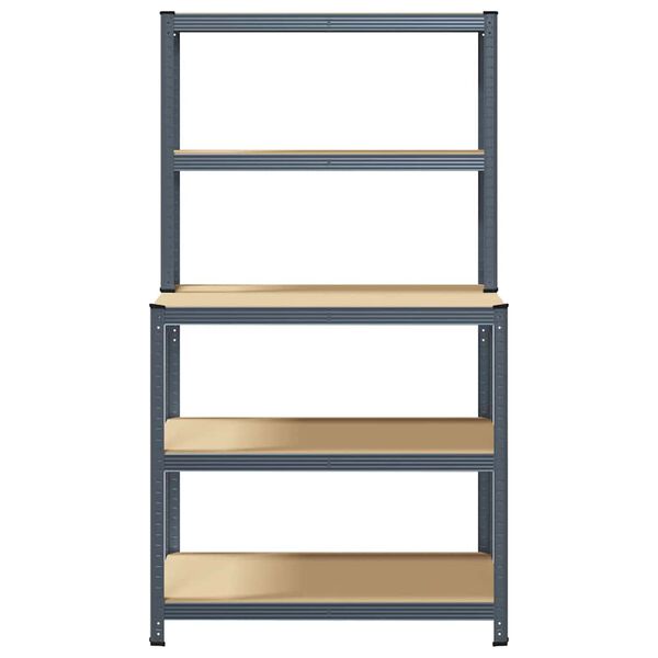 vidaXL arbejdsbord med 5 hylder st&aring;l og konstrueret tr&aelig; Antracitgr&aring;