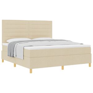 vidaXL Box spring seng med madras Creme 180 x 200 cm Stof
