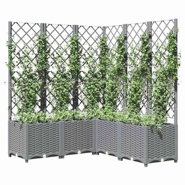 vidaXL plantekasse med espalier 120x120x136 cm PP lysegrå