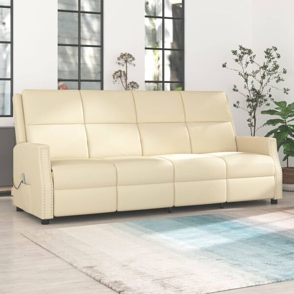 vidaXL 4-personers massagestol kunstlæder cremefarvet