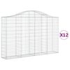 vidaXL buede gabionkurve 12 stk. 200x30x120/140 cm galvaniseret jern