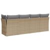 vidaXL 4-personers havesofa med hynder polyrattan beige