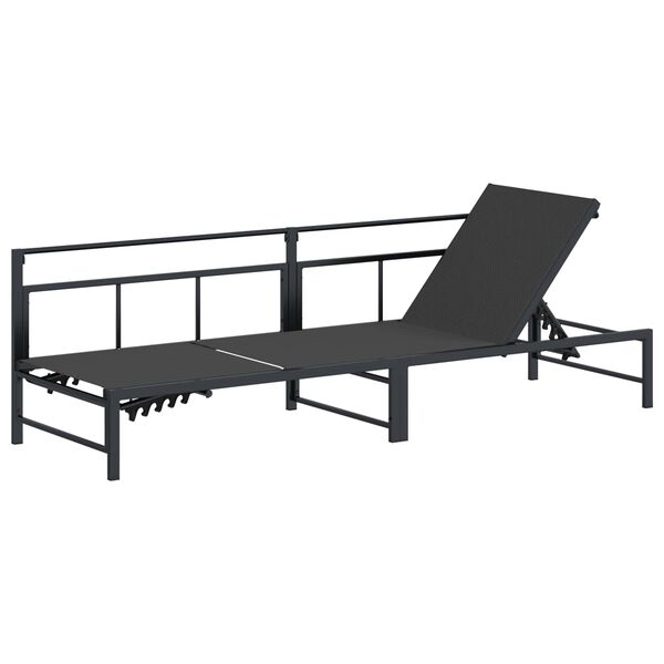 vidaXL Solstol Sort 200 x 62 x 59,5 cm Textilene