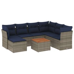 vidaXL havesofas&aelig;t med 8 hynder gr&aring; polyrattan