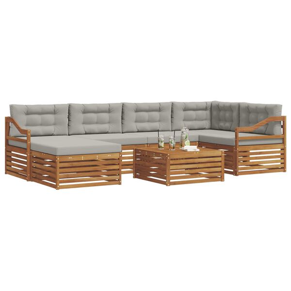 vidaXL Udend&oslash;rs sofagruppe med pude 7 pcs Naturlig og Lys Gr&aring;