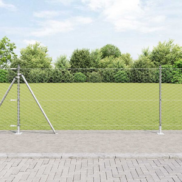 vidaXL Hegnsp&aelig;l S&oslash;lv 25 x 0,8 m (50 mm net) St&aring;l