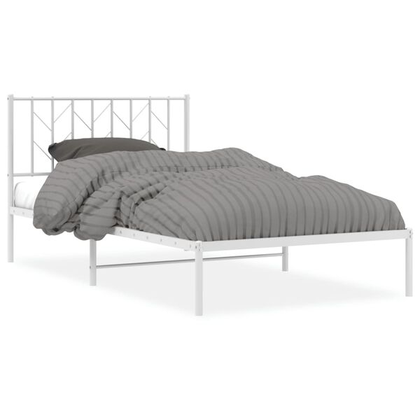 vidaXL sengeramme med sengegavl 107x203 cm metal hvid