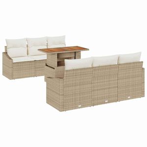 vidaXL Havesofa S&aelig;t med pude med pude 7 pcs Beige og creme