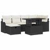 vidaXL Havesofa S&aelig;t 7 stk. Sort polyrattan