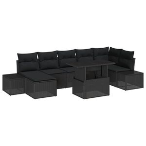 vidaXL Havesofa S&aelig;t med pude 8 pcs Sort