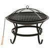 vidaXL 2-i-1 b&aring;lfad og grill med ildrager 56x56x49 cm st&aring;l