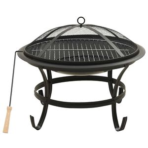 vidaXL 2-i-1 b&aring;lfad og grill med ildrager 56x56x49 cm st&aring;l