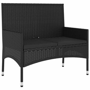 vidaXL 2-personers haveb&aelig;nk med hynder polyrattan sort