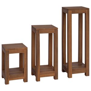 vidaXL Planteholder 3 stk. Naturfarvet 25 x 25 x 80 cm Massiv Teaktr&aelig;