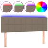 vidaXL sengegavl med LED-lys 144x5x78/88 cm stof gr&aring;brun