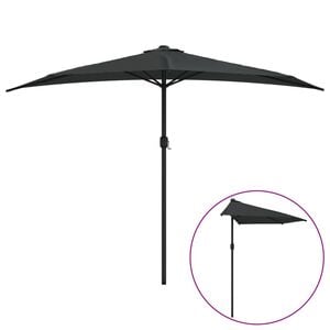 vidaXL altanparasol med aluminiumsstang 300x155x223 cm halv sort