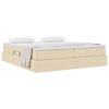 vidaXL Seng med opbevaring og madras Creme 200 x 200 cm Polyester