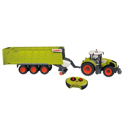 CLAAS fjernstyret legetøjstraktor med trailer AXION870 og CARGOS9600 1:16