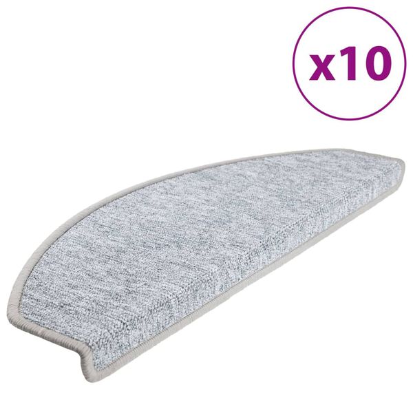 vidaXL trappem&aring;tter 10 stk. 65 x 24 x 4 cm lysegr&aring; halvrunde store