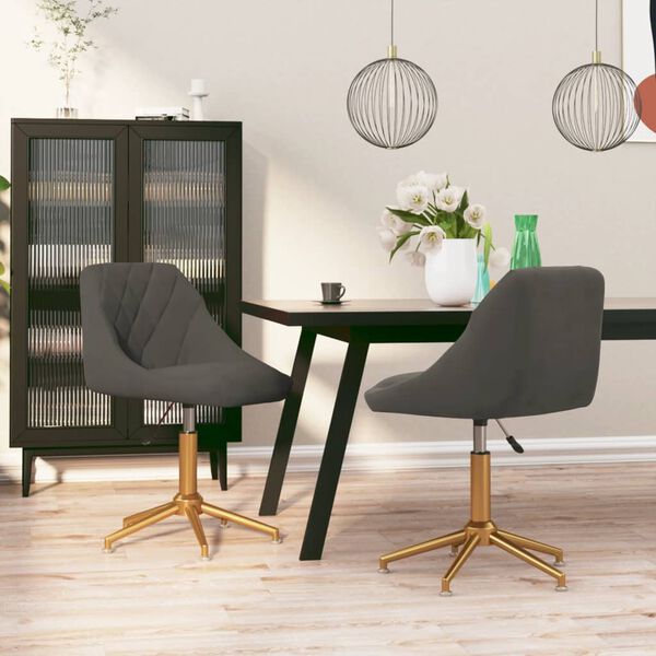 vidaXL drejelige spisebordsstole 2 stk. fl&oslash;jl m&oslash;rkegr&aring;