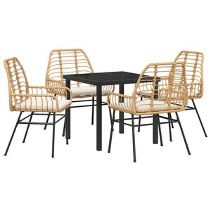 vidaXL Have Spisebordssæt 5 pcs Brun polyrattan