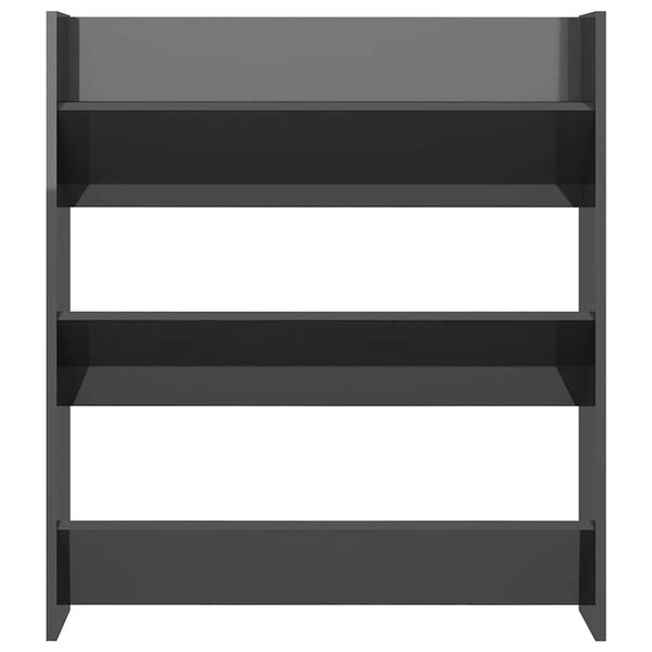 vidaXL v&aelig;gh&aelig;ngt skoreol 80x18x90 cm konstrueret tr&aelig; gr&aring; h&oslash;jglans