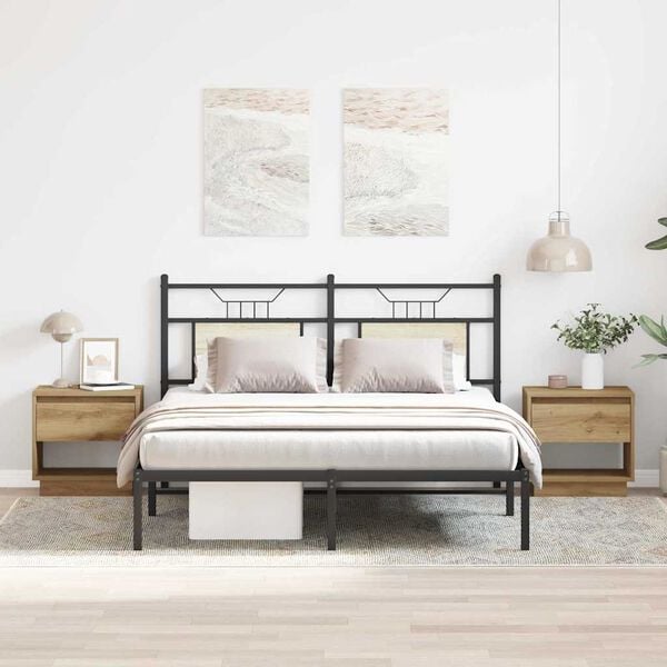 vidaXL Natbord 2 pcs Artisan Egetr&aelig; 45 x 34 x 44 cm Konstrueret tr&aelig;