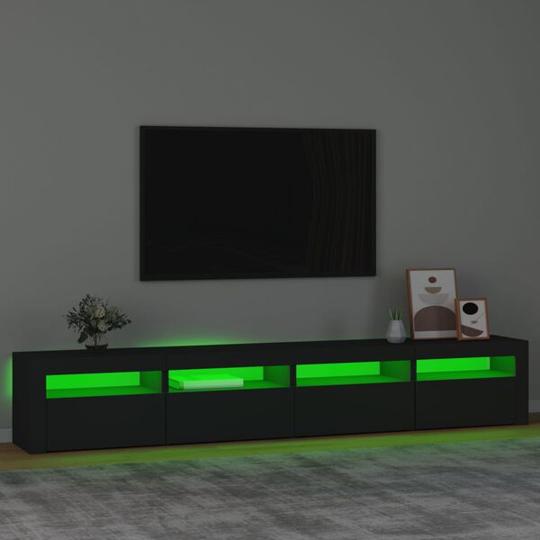 vidaXL tv-skab med LED-lys 240x35x40 cm sort