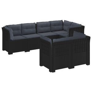 vidaXL 7-personers have-sofa med puder i rattanlook PP Antracit