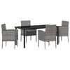 vidaXL Have Spisebordss&aelig;t med pude 5 pcs Gr&aring; polyrattan