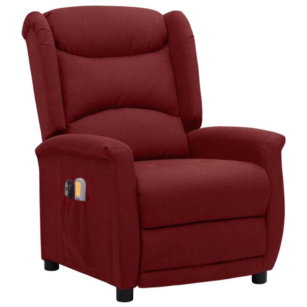 vidaXL eldrevet massagestol stof vinr&oslash;d