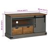 vidaXL tv-bord HALDEN med skydedør 110x40x60 cm massivt træ grå
