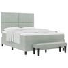 vidaXL Box spring seng med hovedg&aelig;rde Lysegr&aring; 190 x 140 cm Fl&oslash;jl