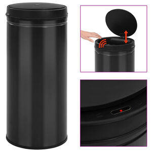 vidaXL affaldsspand med sensor 80 l kulstofst&aring;l sort