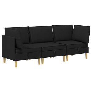 vidaXL Modulsofa s&aelig;t med opbevaring 3 pcs Sort Stof