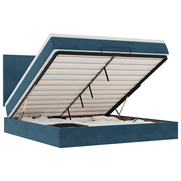 vidaXL osmannisk sengeramme med madrasser 160x200 cm fl&oslash;jl m&oslash;rkebl&aring;