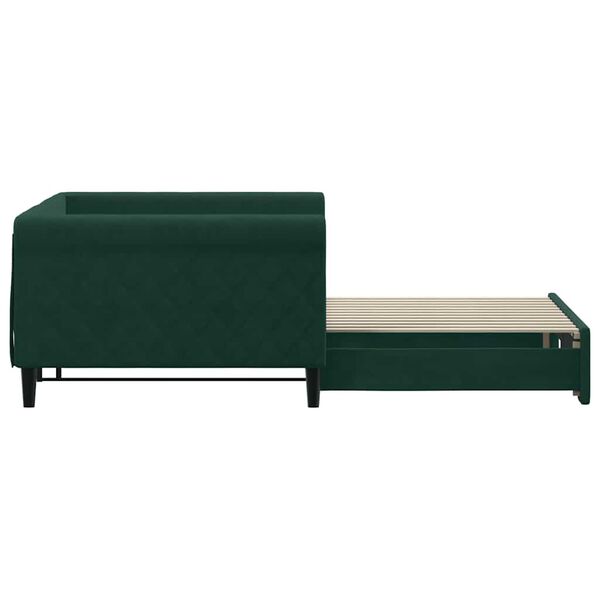vidaXL daybed med udtr&aelig;k 100x200 cm velour m&oslash;rkegr&oslash;n