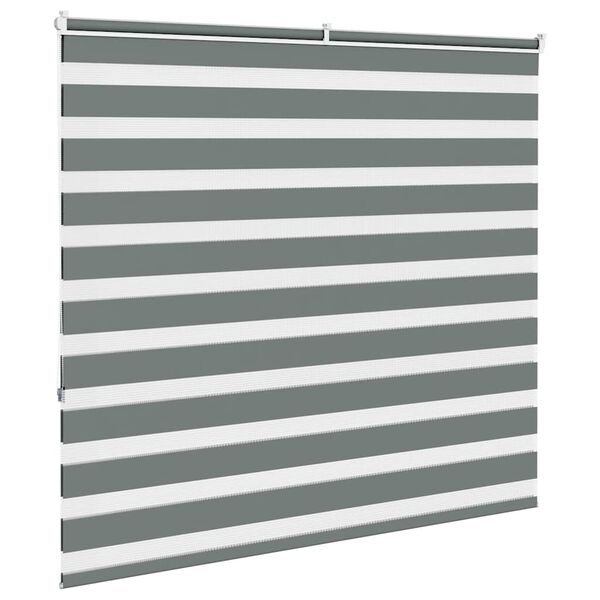vidaXL zebragardin m&oslash;rkegr&aring; 160x150 cm stofbredde 155,9 cm polyester