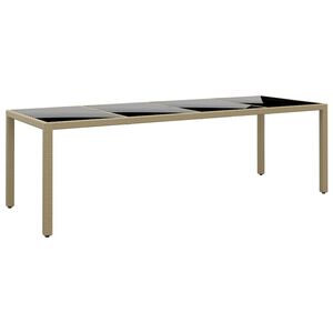 vidaXL havebord med glasplade polyrattan beige