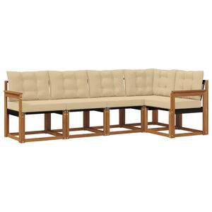 vidaXL Udend&oslash;rs sofagruppe med pude 5 pcs Naturlig og Beige