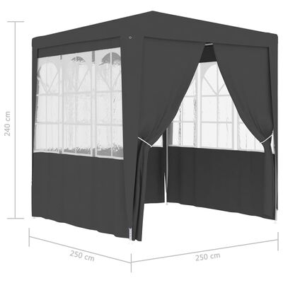 vidaXL festtelt med sidevægge 2,5x2,5 m 90 g/m² antracitgrå