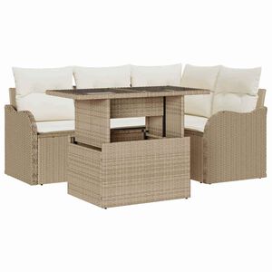 vidaXL Havesofa S&aelig;t 5 stk. Beige Poly Rattan